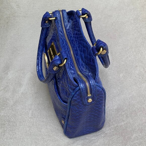 Gianni Bini Cobalt Blue Faux Crocodile Embossed Dual Handle Shoulder Bag - Picture 12 of 16